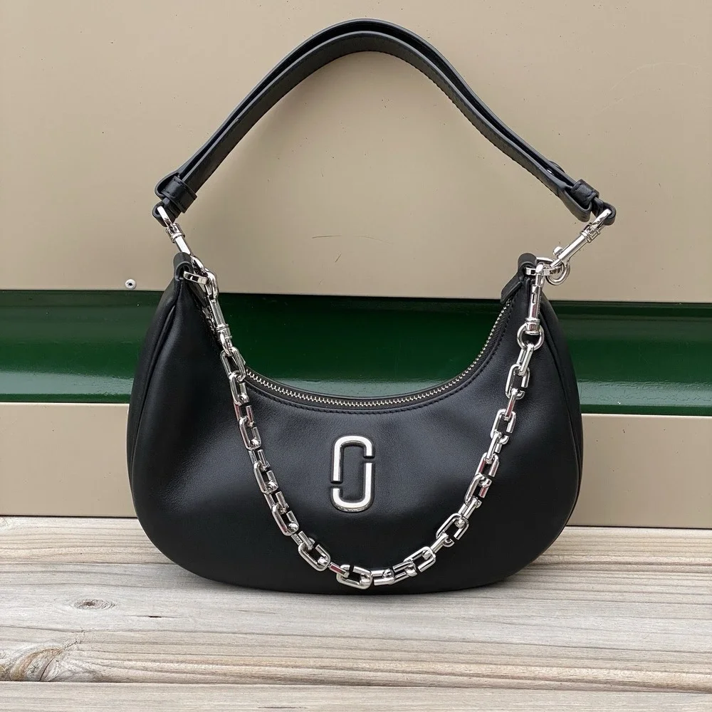 Marc Jacobs The Small Curve Shoulder Bag Black Leather Hobo with Dust Bag